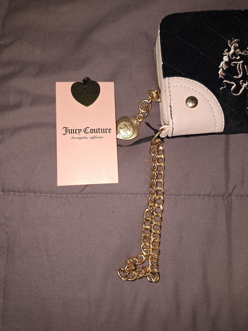 Juicy Couture Black & Pink Quilted Wristlet Wallet EXCLUSIVE - Picture 2 of 6